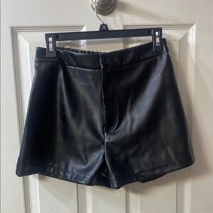 Black leather shorts